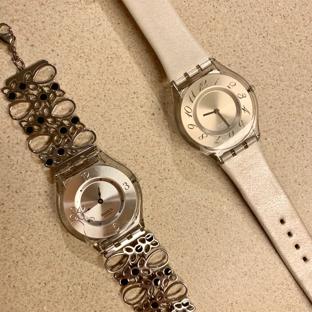 Swatch White & Silver Watches Bundle